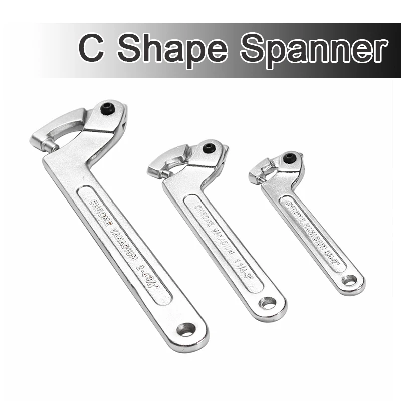 

Adjustable Hook Wrench C Shape Spanner Tool Chrome Vanadium 19-51mm 51-120mm With Scale Stainless Steel Key Tools For Nut Bolts