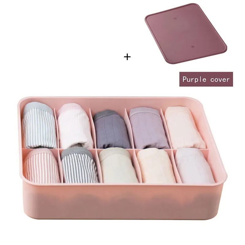 10 grid pink Модная пластиковая коробка для хранения нижнего белья, однотонная коробка для нижнего белья, ящик для носков, шкаф, органайзер для хранения - Цвет: 10 grid pink
