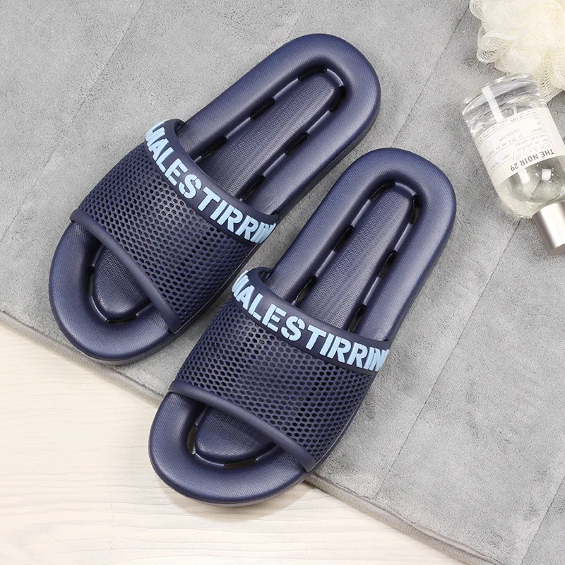 

2021 New Men Slippers Couple Massage Bathroom House Slides Women Non-slip Slip On Flip Flops Male Solid Color Beach Slippers