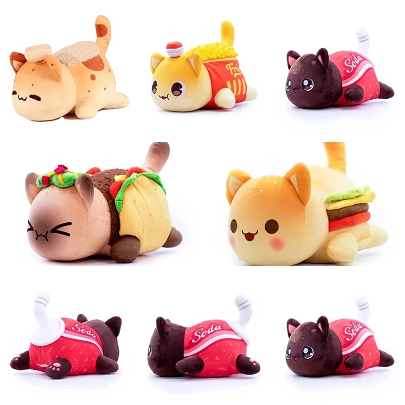 Плюшевая кукла-Кокс картофель фри гамбургеры хлеб сэндвичи еда кошка плюшевая