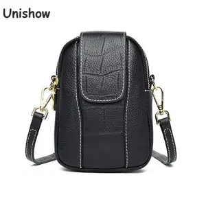 Сумка кросс-боди женская из натуральной кожи, маленький кошелек для телефона, Сумочка на плечо с узором под крокодиловую кожу