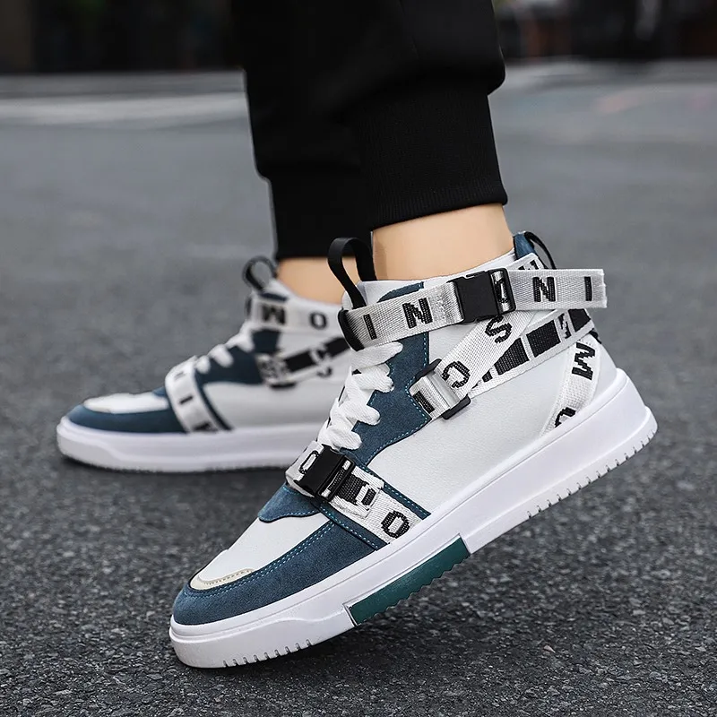 

Colorful Men's Sports Shoes Comfortable Leather High Top Men Sneakers Designer Man Running Shoes Outdoor Tide Street Flats Shoes
