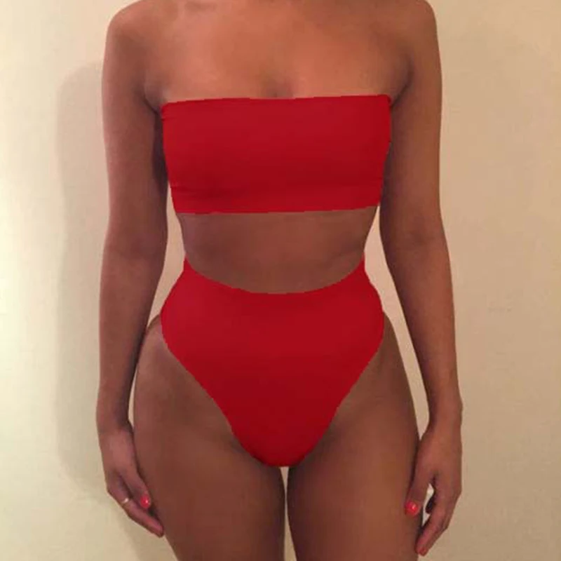 Женский купальник-бандо из 2 предметов купальный костюм с открытыми плечами и