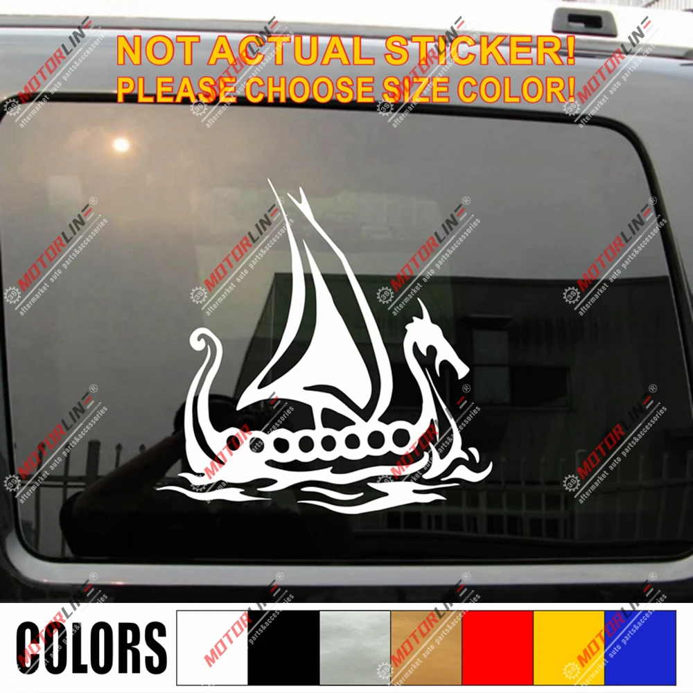 Виниловая наклейка на автомобиль с изображением головы дракона в стиле викингов