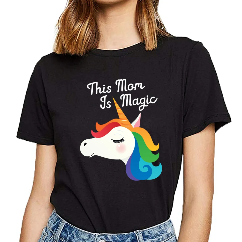 Женская футболка с надписью mom is magic unicorn Mother day Kawaii|Футболки| |