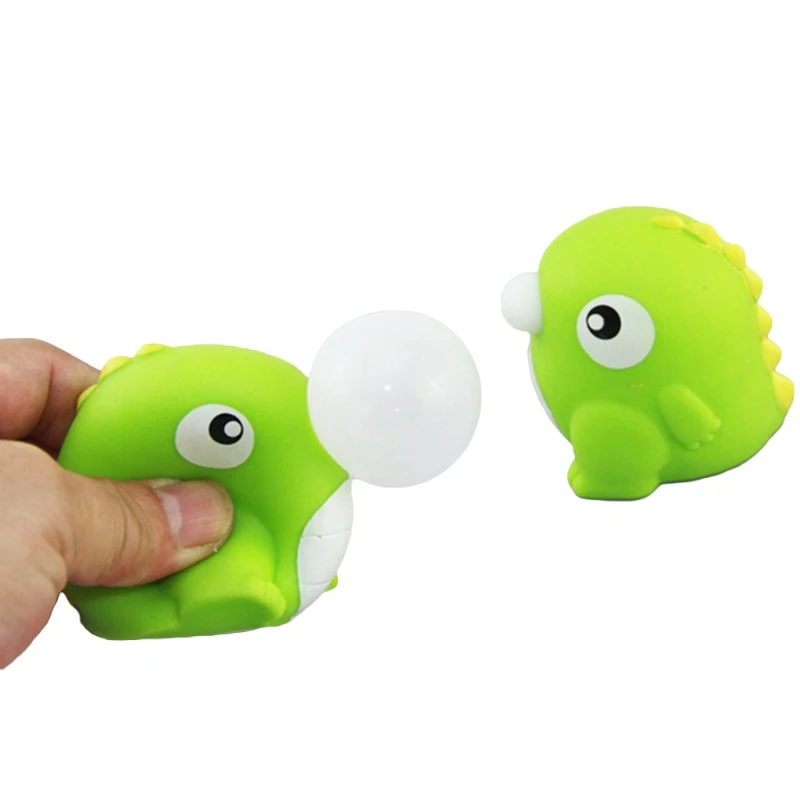 

D7WF TPR Bounce Toy Interactive Toy with Bubble Blowing Sensory Squeeze Dinosaur for Party Supplies Pinch Practical Joke Toy
