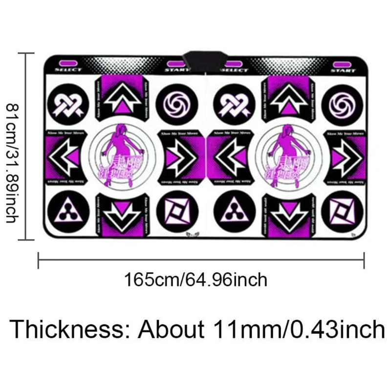 

PVC Game Dance Mat Double Players Anti Slip With Wireless Receiver Remote Controller for Young People