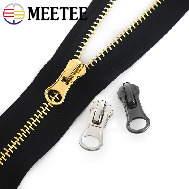 

Meetee 20/50pcs 5# Zipper Silder for Metal Zippers Head Puller DIY Bag Jacket Zip Head Slider Clothes Zips Puller Repair Fitting