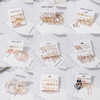 blinla vintage geometric gold metal earrings set for women punk pearl dangle drop earrings 2021 trend set of earrings jewelry