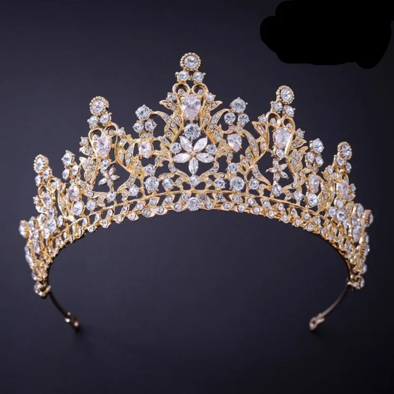 Свадебная диадема Стразы в стиле барокко винтажная Корона золотого цвета с