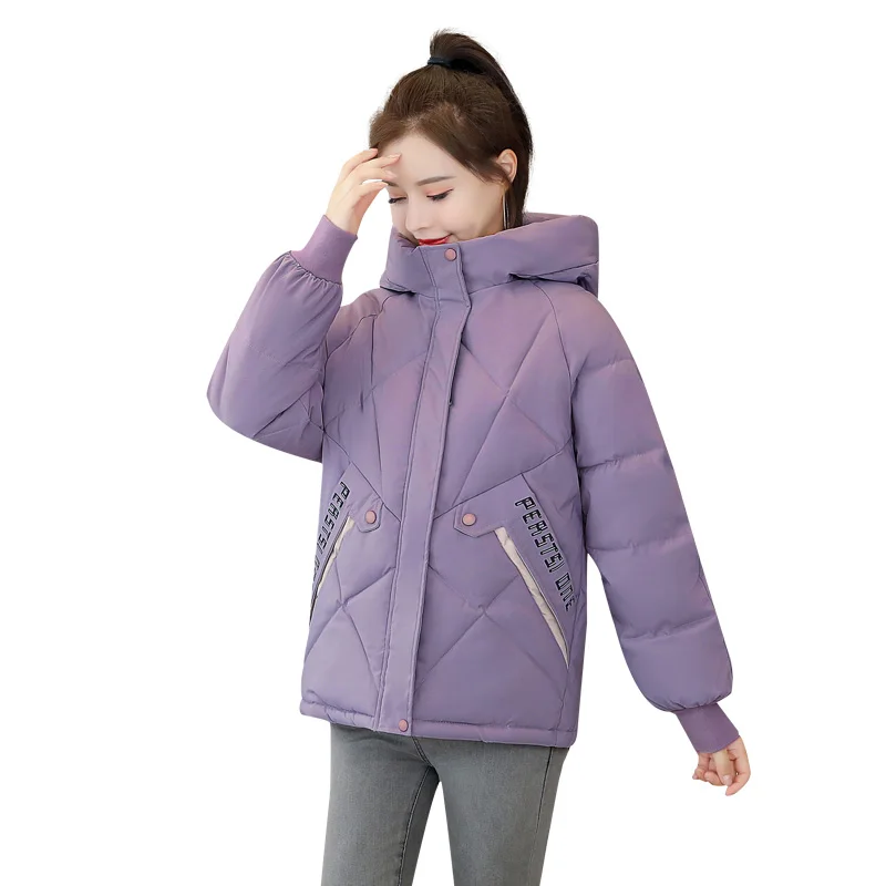 

2022 Winter Jacket women Womens Parkas Warm Outerwear solid hooded Coats Short Female Slim Cotton padded Casual tops