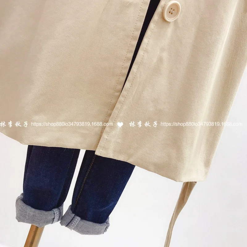 

Girls' windbreaker jacket spring mid-length children's solid color coat foreign girl baby 2021 new