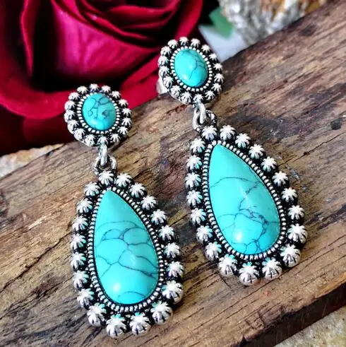 727Tperament Blue Stone Earrings Trendy Women Rhinestone Brincos Bijoux Jewelry Gift E5927 | Украшения и аксессуары