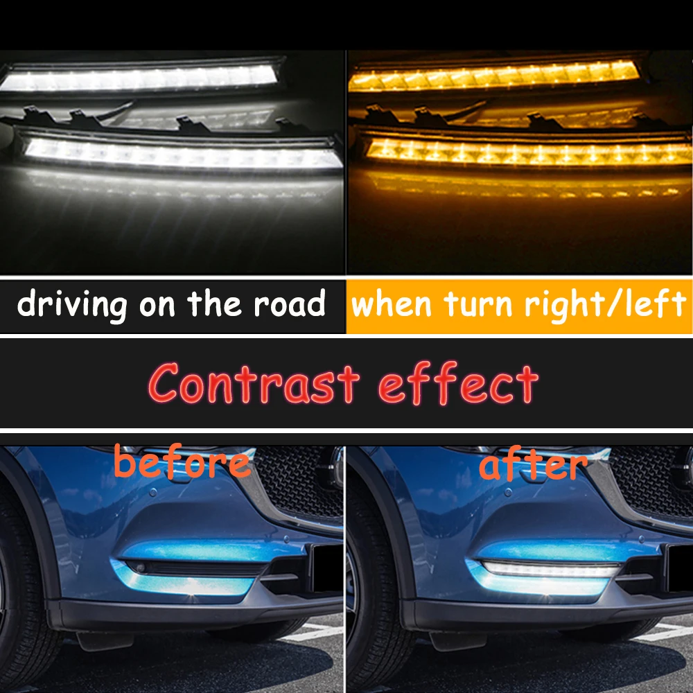 Автомобильный светодиодный DRL 12V Габаритные огни с функцией поворота для CX 5 2017 2020