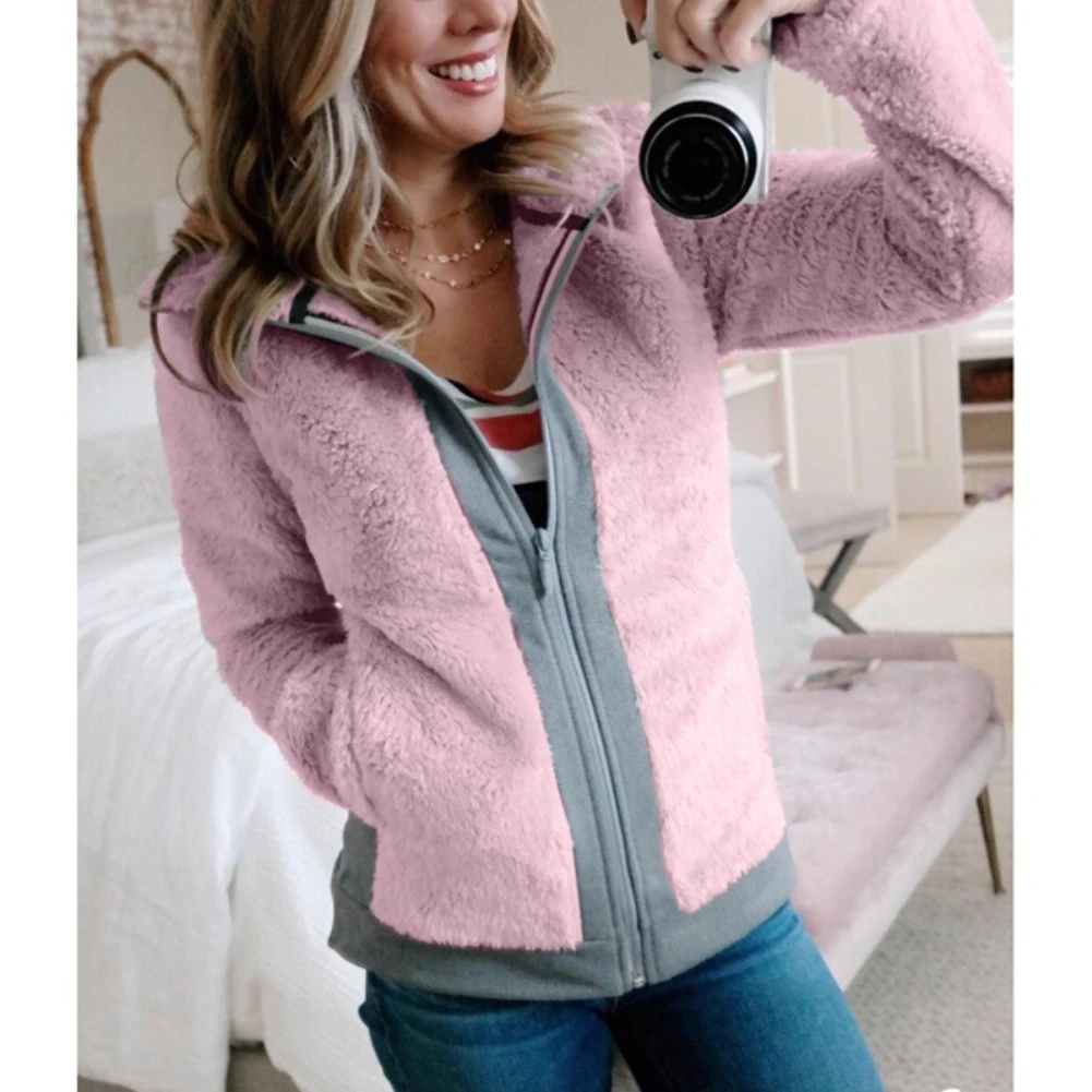 Новинка 2019 Женская куртка в стиле пэчворк зимняя плюшевая с лацканами и длинным