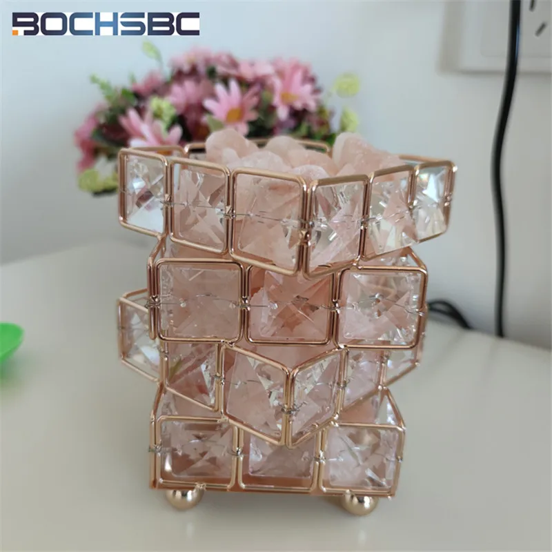 Beste Bochsbc Crystal Rubik 'S Cube Himalaya Zout Tafellamp Home Decor Nachtlampje G9 Led Creatieve Verlichting Voor Party Holiday Gift
