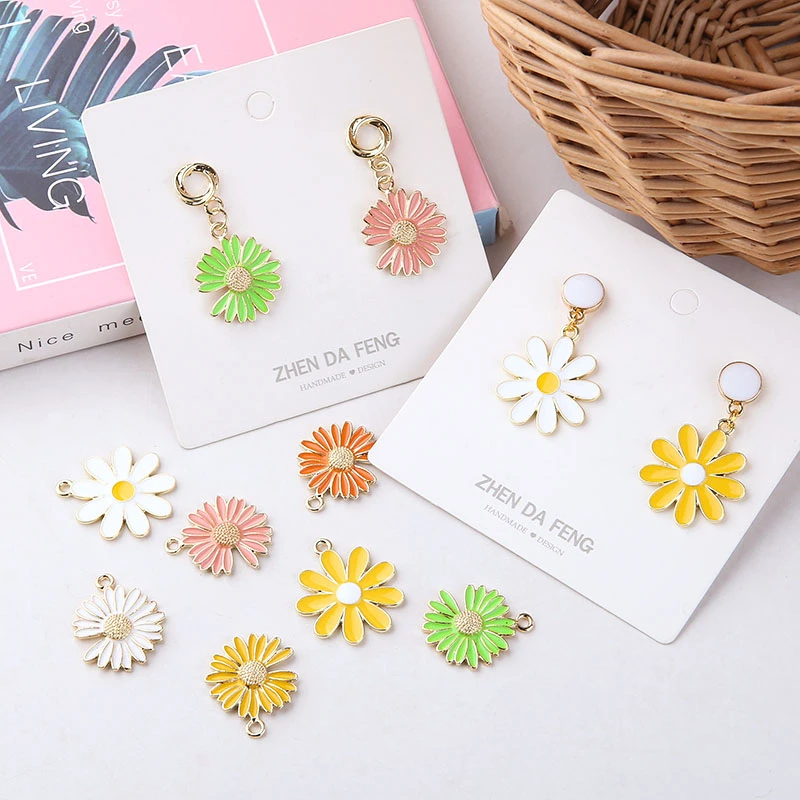 10 шт. весенние серьги из сплава с каплями масла маргаритками маленькими цветами солнечными для женщин и