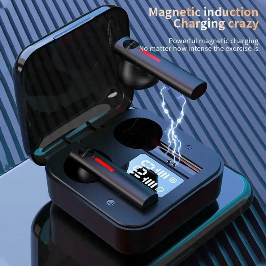 

Bluetooth наушники 5,0 Беспроводной наушники светодиодный Шум Canelling гарнитура с микрофоном спортивные гарнитуры сенсорный Управление