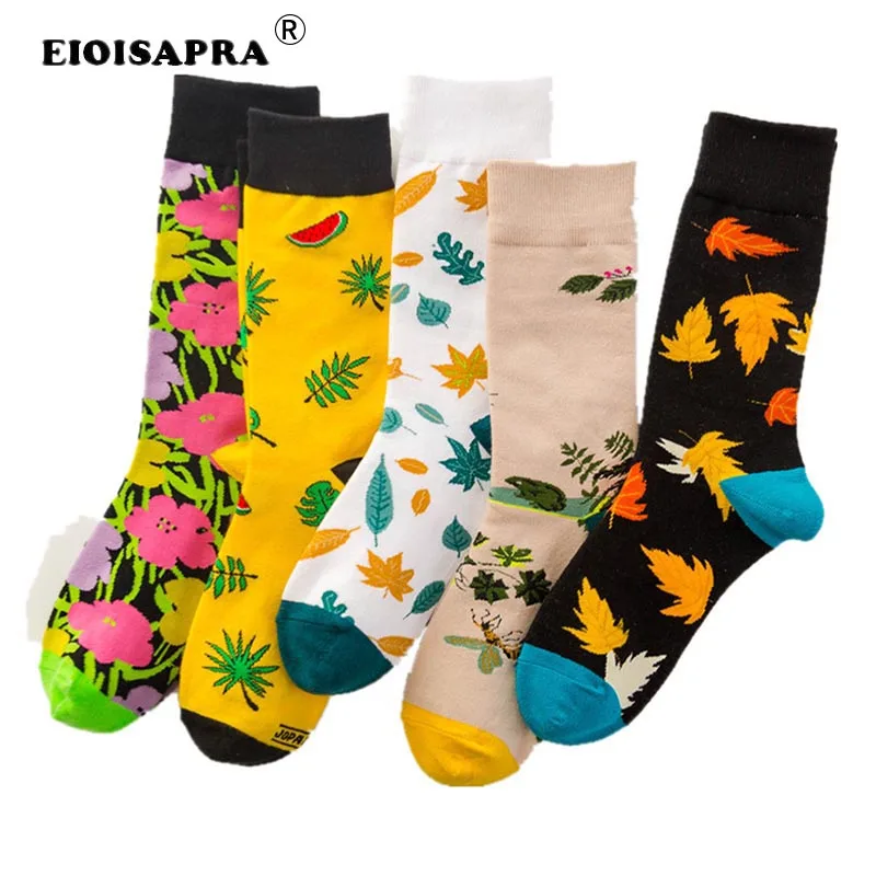 

Уличная мода Личность прилив носки из чесаного хлопка с принтом кленовых листьев с цветочным принтом в стиле «хип-хоп» Забавные футболки ун...
