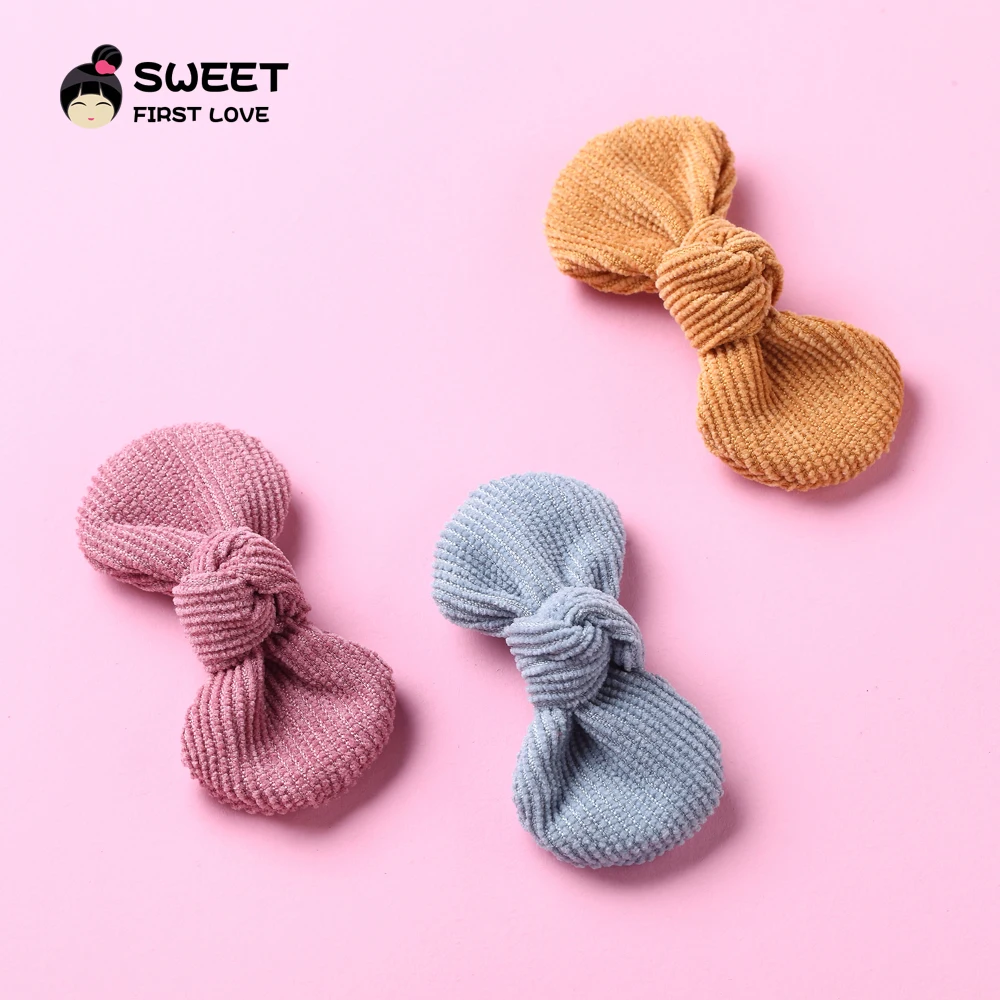 Милые аксессуары для волос с бантом вельветовые заколки девочек однотонные мини