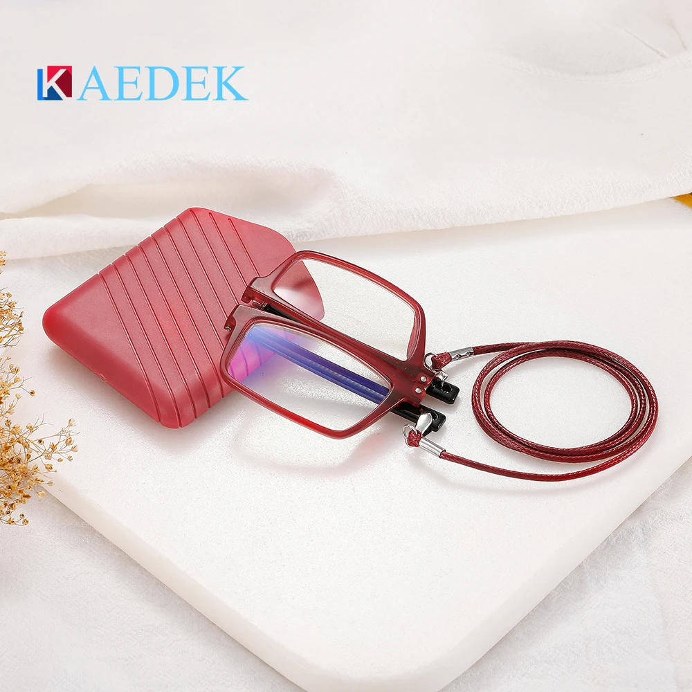 

KAEDEK Portable Folding Reading Glasses Women Men Retro Marble Presbyopic Eyeglasses Foldable Hanging Neck Presbyopia Glasses