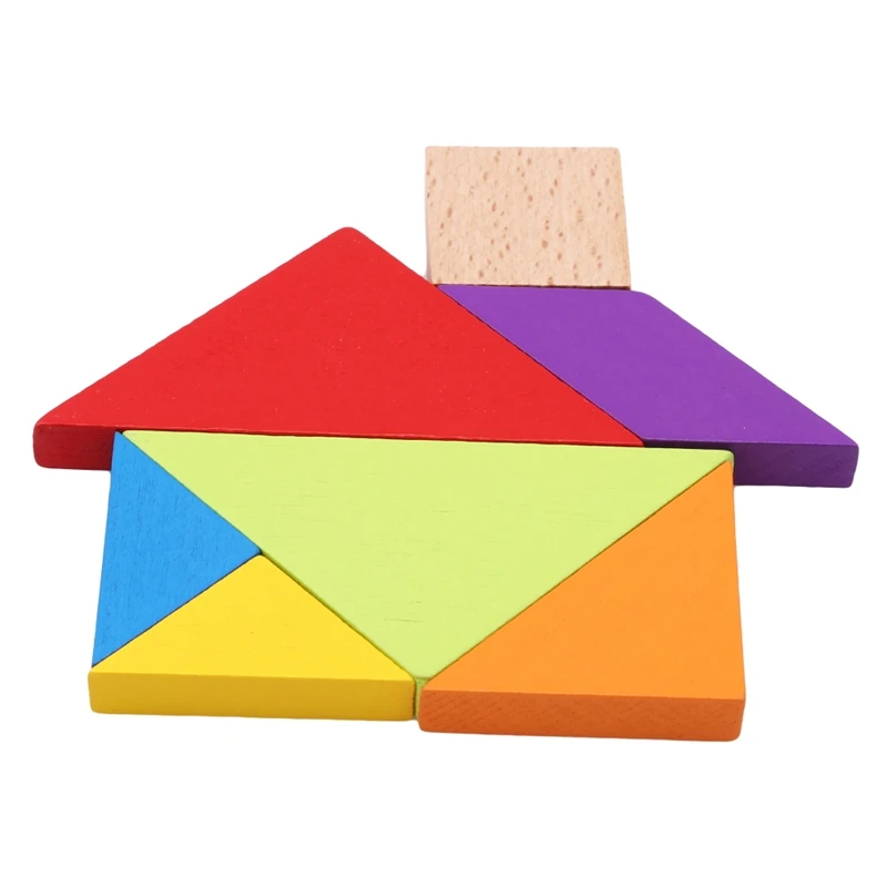 

Wooden Jigsaw Puzzle Iron Box Classic Geometric Shape Tangram Wooden Puzzle Children Tangram Puzzle Toys Educational Gift
