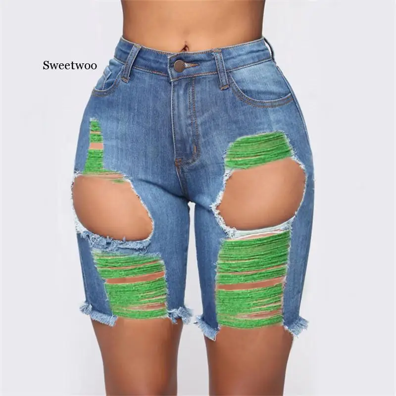 

Горячая Распродажа, летние женские джинсовые шорты, модные рваные обтягивающие джинсовые шорты, сексуальные тонкие шорты, S-3XL