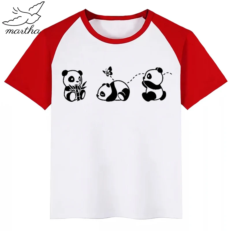 Детские летние топы для мальчиков и девочек футболка с акварельным принтом панды