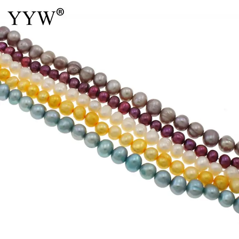 

Grade A 5-6mm Natural Pearl Beads 14.5Inch Mixed Colors Potato Cultured Freshwater Pearl Beads for DIY Bracelet Jewelry Making