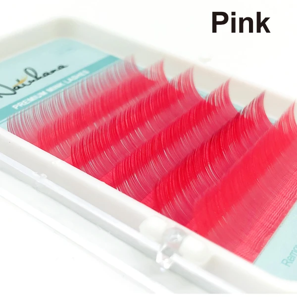 Pink Mixed Length NATUHANA Премиум норковые красные розовые коричневые фиолетовые синие зеленые белые радужные ресницы для наращивания натуральные Мягкие Накладные цветные ресницы - Цвет: Pink Mixed Length