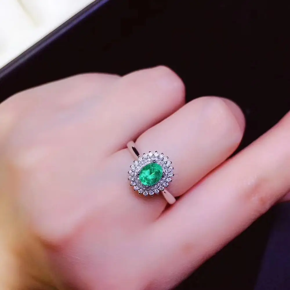 Кольцо из серебра 925 пробы с изумрудами|Кольца| |