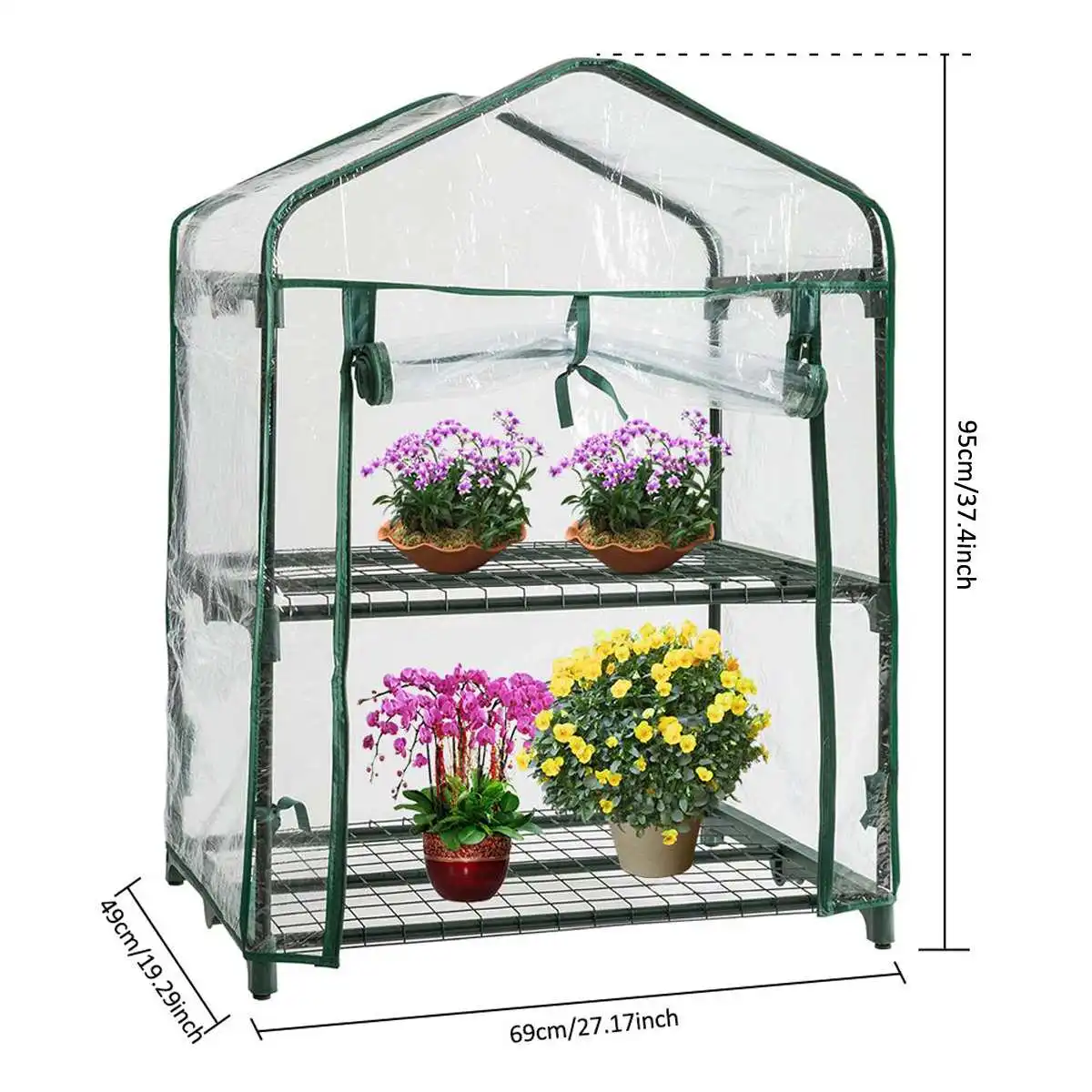 

Green Household Plant Greenhouse Two Floors Mini Garden Warm Room PVC Garden Warm Room Set 95x69x49cm Dropshipping Wholesale