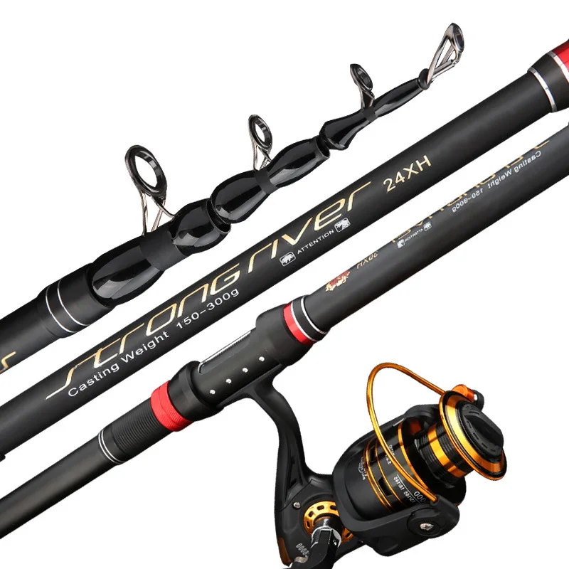 

Long Shot Fishing Rod 1.8m-3.6m Carbon Fiber Telescopic Spinning Rod and Reel Set Combos Hard Pole Kit for Saltwater Freshwater