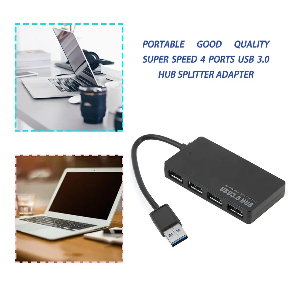 Портативный адаптер USB 3 0 с 4 портами USB3.0 5 Гбит/с сверхскоростной для ноутбука