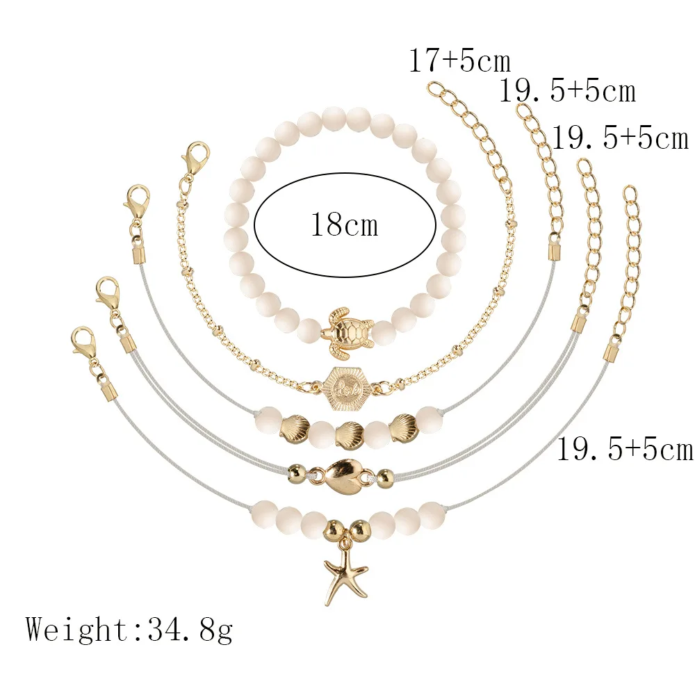 Набор женских браслетов DIEZI в богемном стиле с розовыми бусинами плетеные