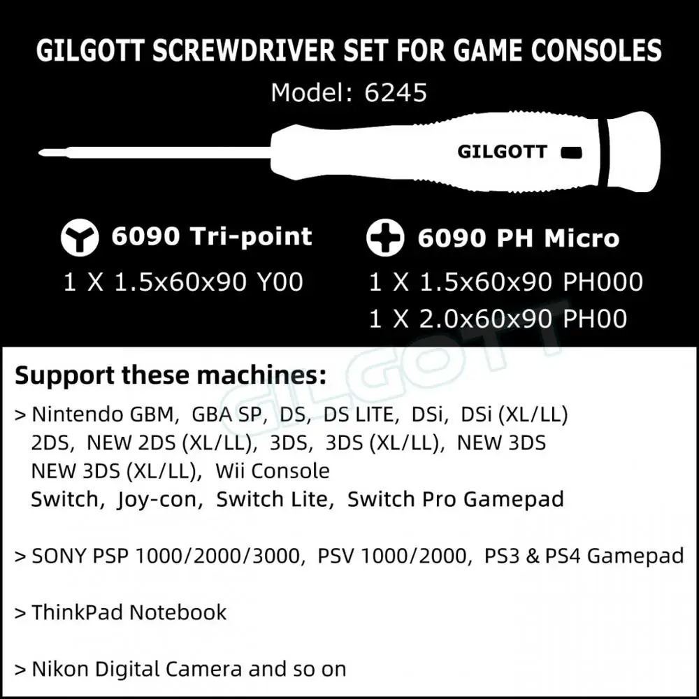 Набор отверток GILGOTT 8 шт. в 1 для Nintendo Switch Lite Pro GBM GBA SP DS DSL DSi NEW 2DS 3DS XL LL WII | Электроника