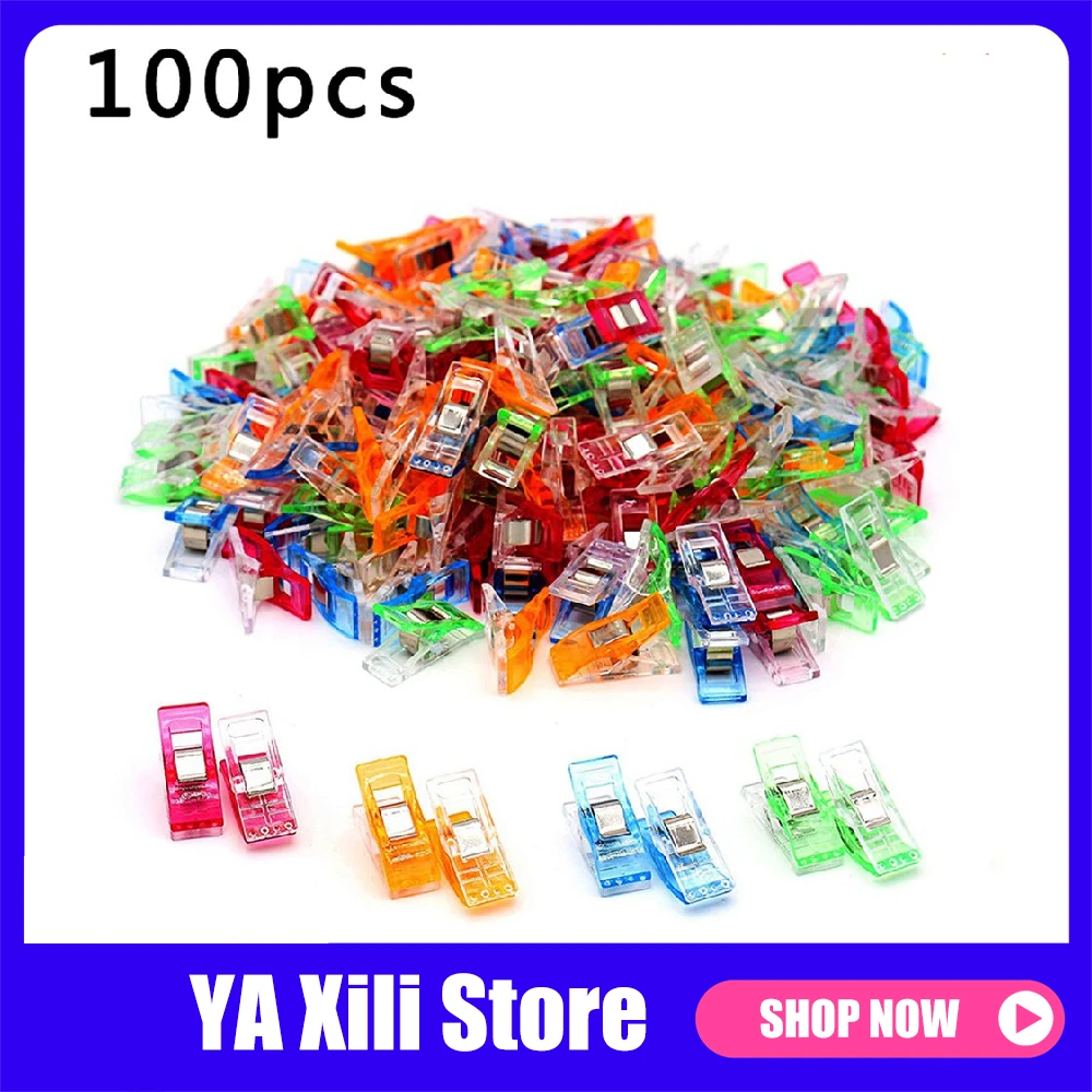 

100Pcs Colorful Sewing Craft Quilt Binding Plastic Clips Clamps Pack For Patchwork Decoration Clamp Clothes Clip Sewing Tools
