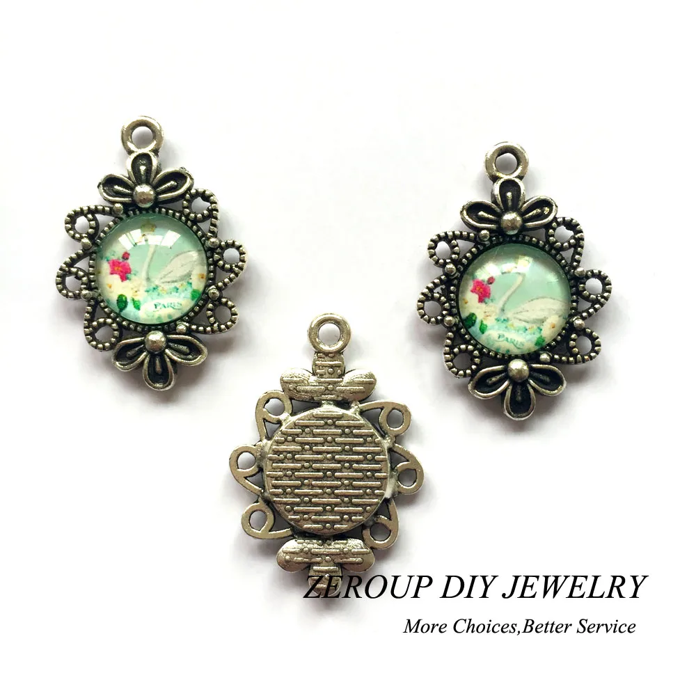 10 шт./лот 12 мм круглый античный бронзовый серебряный цвет Камея стеклянный