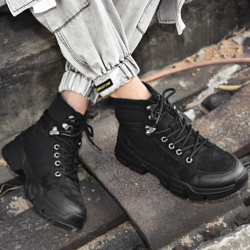 

Causal Shoes For Men Leather Casual Shoes Men Mens Causal Men's High Top Boots Outdoor Footwear Sneaker Man Shoe Black