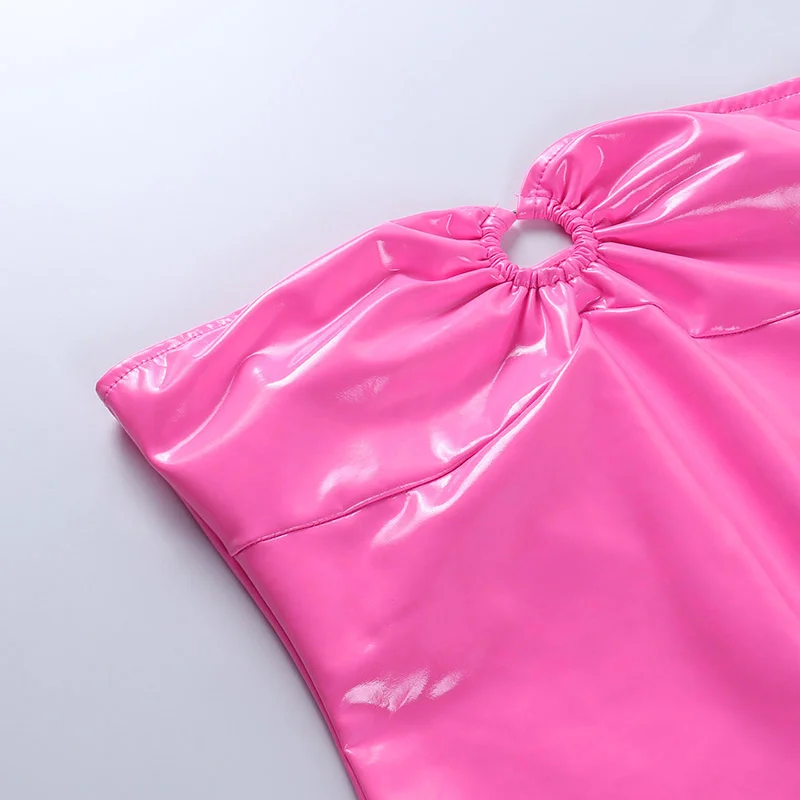 Женское вечернее облегающее платье из ПУ кожи без бретелек|Женские платья| |