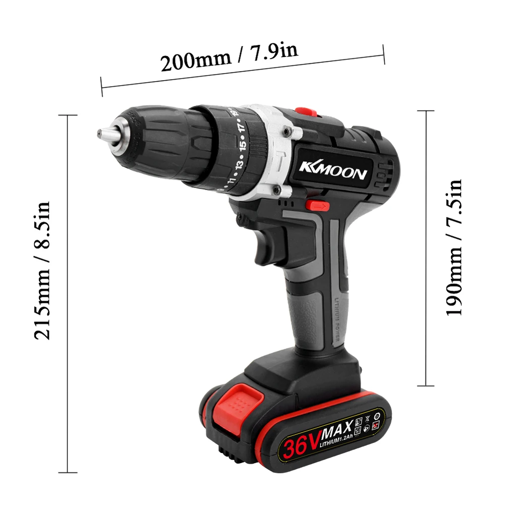 

36V Impact Electric Drill Cordless Screwdriver Wireless Rechargeable Hand Drill Screwdriver Home DIY Electric Power Tools
