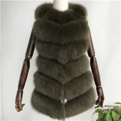 Army Green MAOMAOFUR жилет из натурального меха женский жилет из натурального Лисьего меха без рукавов Женская куртка Верхняя одежда весенний жилет из натурального Лисьего меха для девочек - Цвет: Army Green