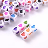 100200300pcs mixed heart letter acrylic beads square loose spacer beads for jewelry making handmade diy bracelet accessories
