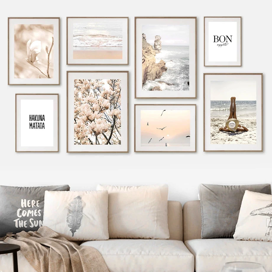

Wall Art Print Nature Scenery Canvas Poster Painting Flower Grass Sunshine Waves Landscape Picture Room Home Decor cuadros