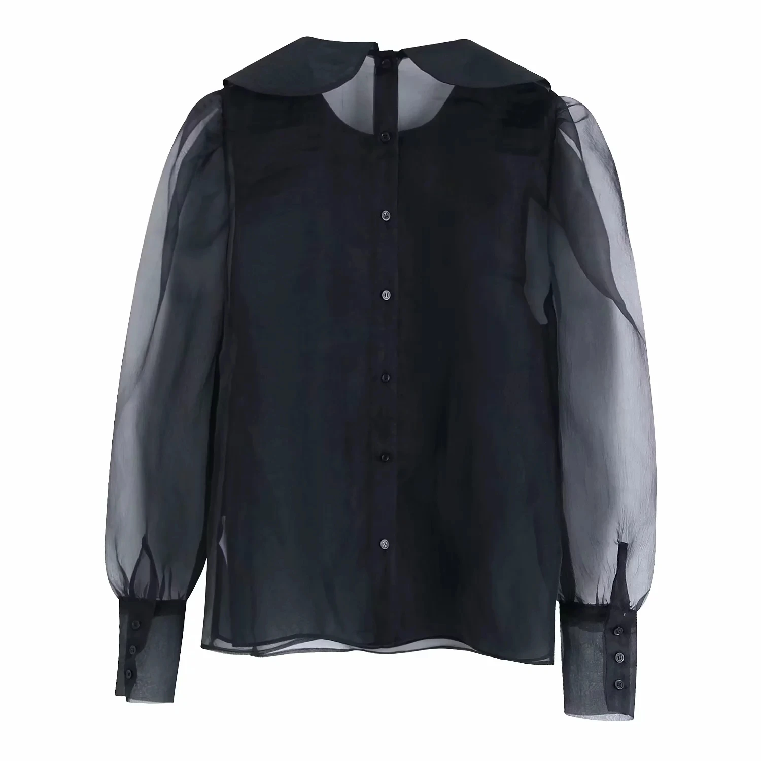 Новинка женские блузки из органзы длинные сетчатые рукава шикарная женская