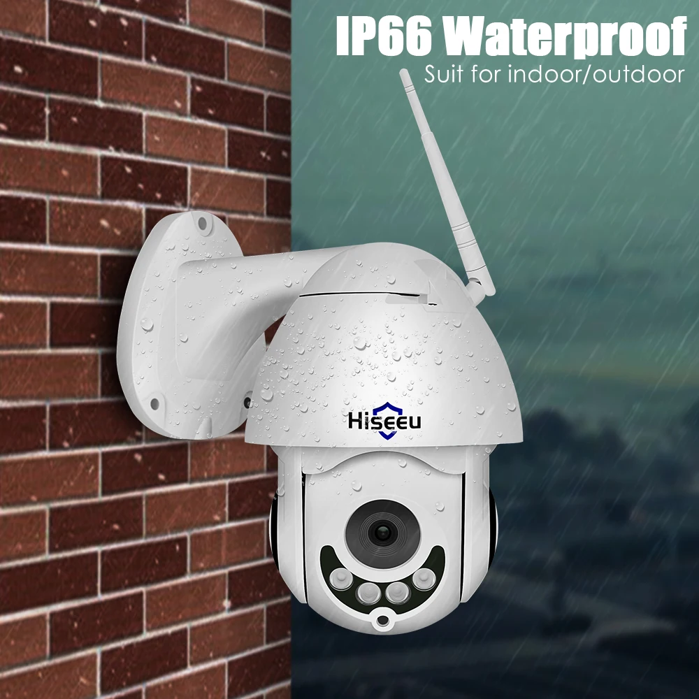 Hiseeu 1080P IP камера Wifi Водонепроницаемая мини PTZ скоростная купольная наружная 2MP IR