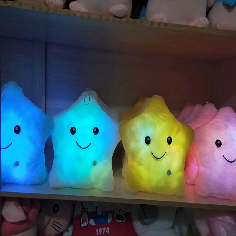 Светящиеся игрушки звезда светящаяся Подушка новогодние для детей плюшевая