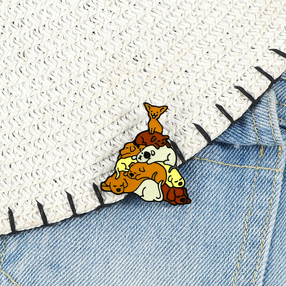 Эмалированные булавки с симпатичной собакой спальный питомец щенок группа кошек