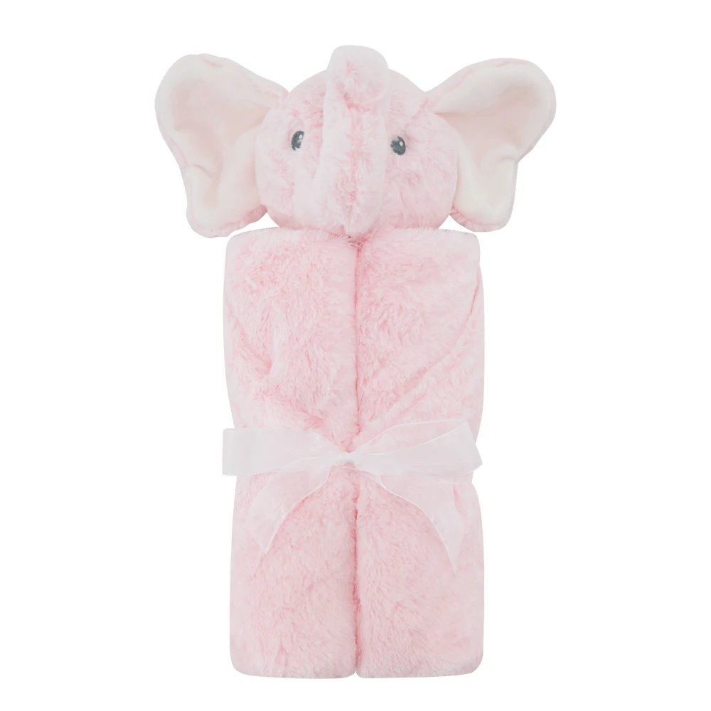 Новорожденных одеяло 2 слоя розовый слон с плюшевой подкладкой для малышей с запахом унисекс детские пеленки коляска одеяло детские одеяла ...