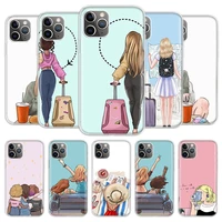 vogue girl travel phone case for iphone 13 12 11 pro 7 6 x 8 6s plus xs max xr mini se 5s 7g cover coque shell capa